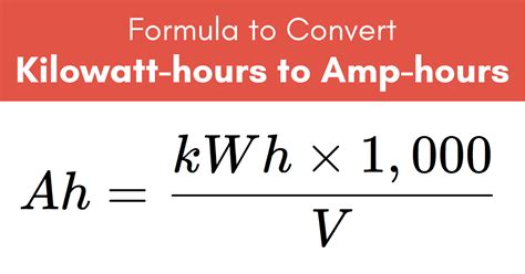 Kilowatt Hours KWh To Hours Ah Conversion Calculator