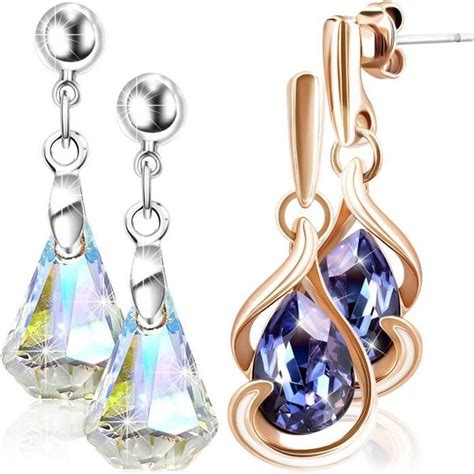 Boucles d oreilles Femme en cristal Autrichien Baignées dans l Or 2