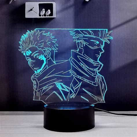 Satoru Gojo Itadori Yuji 3d Illusion Jujutsu Kaisen Led Anime Lampe