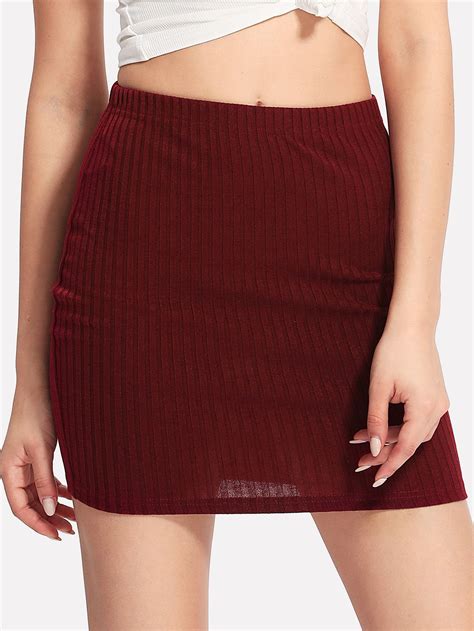 Shein Ribbed Knit Skirt Knit Skirt Skirts Bodycon Fashion