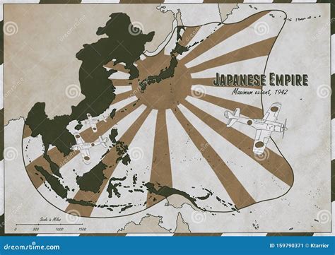 Hand Drawn Map of Japanese Empire in 1942 Stock Illustration - Illustration of china, pearl ...