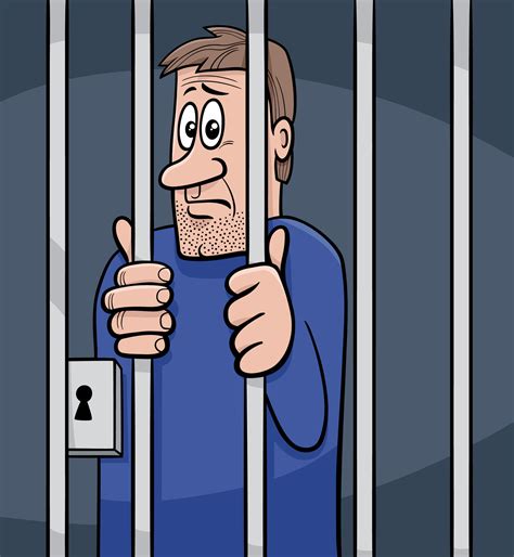 cartoon jailed man behind the prison bars 31688639 Vector Art at Vecteezy