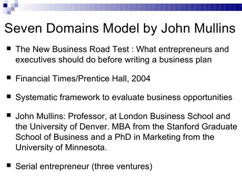 John Mullins 7 Domain Model Economies Business