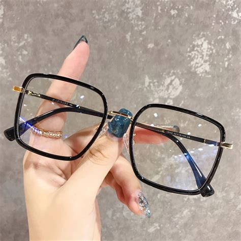 Fashion Oversized Computer Eyewear Frame Square Anti Blue Light Glasses