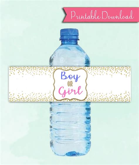 Printable Water Bottle Labels Gender Reveal Party Baby Etsy