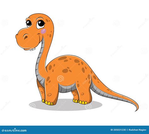 Divertido Dibujos Animados Bebé Brontosaurus Dinosaurio Ilustración Del Vector Ilustración De