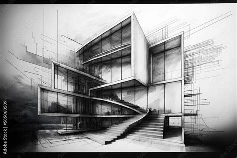 Architecture Pencil Sketch Building Drawing Beautiful House Or Office