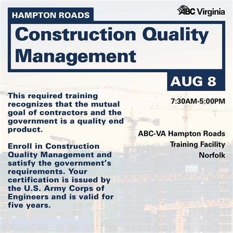 Construction Quality Management 8 8 HR ABC Virginia