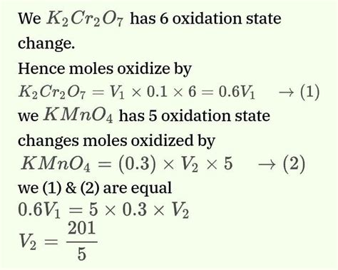 Volume V Ml Of M K Cr O Is Needed For Complete Oxidation Of