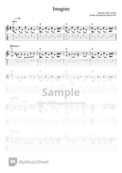 John Lennon Imagine Acoustic Guitar Solo Sheets By Jihoon Cho