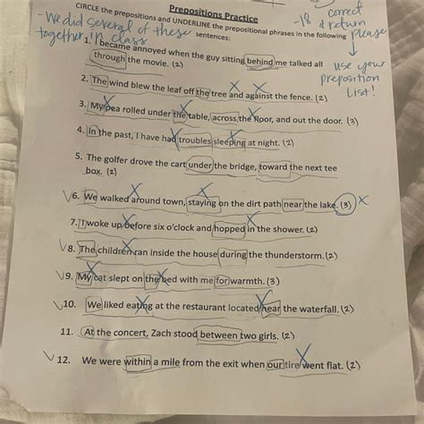 Circle The Prepositions And Underline The Prepositional Phrases In The