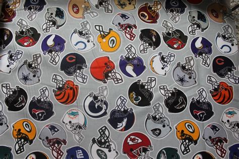 Nfl All Teams Helmets Fabric National Football League Nfl Etsy