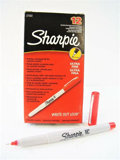 Sharpie 37002 Permanent Marker Ultra Fine Point Tip Red Ink Pen 12 Pack