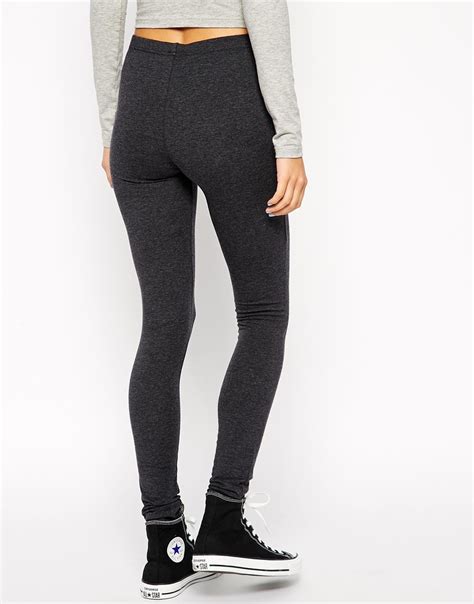 Asos Tall High Waisted Leggings In Charcoal Marl In Gray Lyst