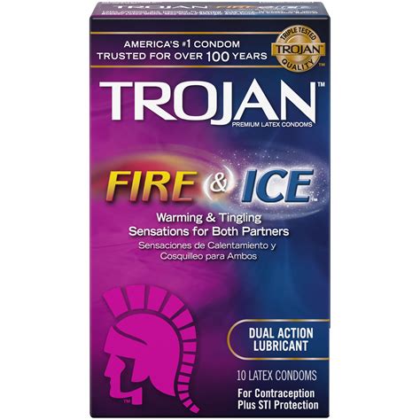 Trojan Fire And Ice Dual Action Lubricated Condoms 10 Count