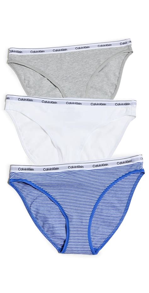 Calvin Klein Cavin Kein Underwear Bikini 3 Pack Ophie Tripe White Grey H Lyst