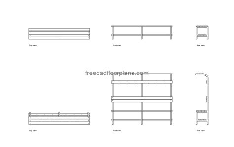 Locker Room Bench - Free CAD Drawings