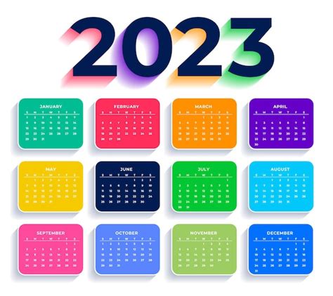 Free Vector | Flat colorful 2023 calendar layout for event planner