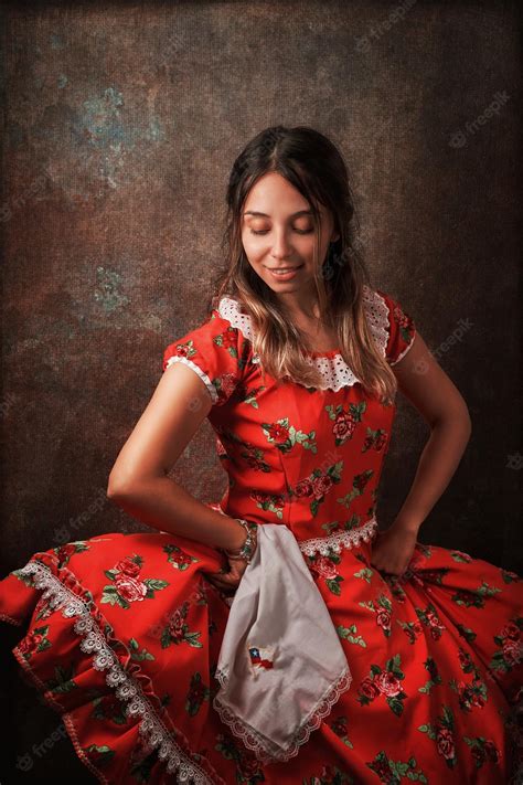 Premium Photo Young Chilean Woman With National Dress Or Folk Costume