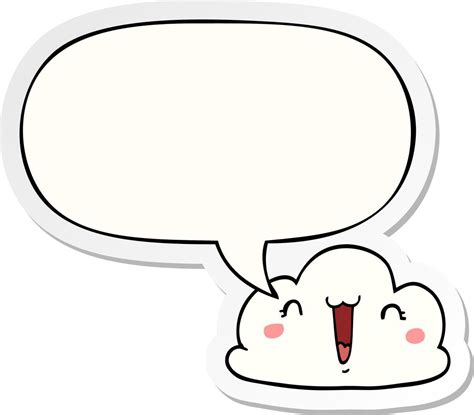 Cute Cartoon Cloud And Speech Bubble Sticker 10032525 Vector Art At