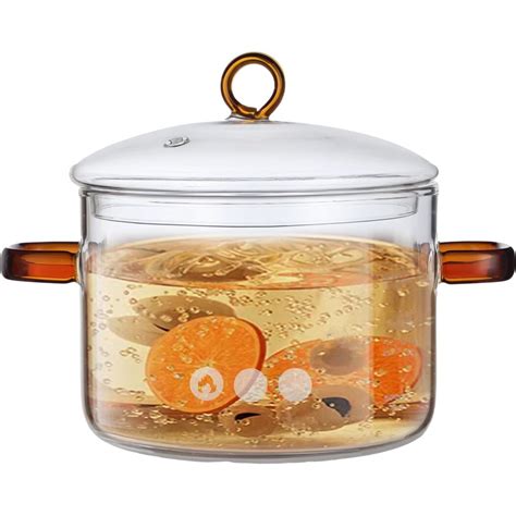 L Heat Resistant Glass Stew Pot With Lid Ideal For Soup Noodle