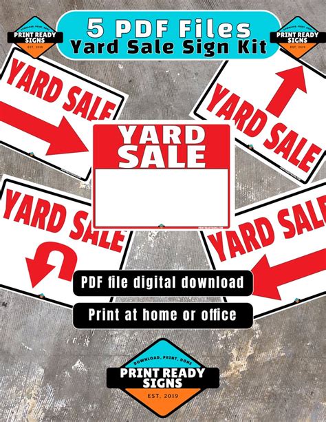 Yard Sale Sign Kit Everything You Need To Run A Yard Sale 5 Printable