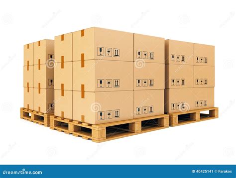 Warehouse Cardboard Boxes On Pallets Stock Illustration Illustration