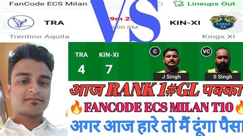 TRA Vs KIN XI Dream11 Prediction TRA Vs KIN XI Tra Vs Kin Xidream11