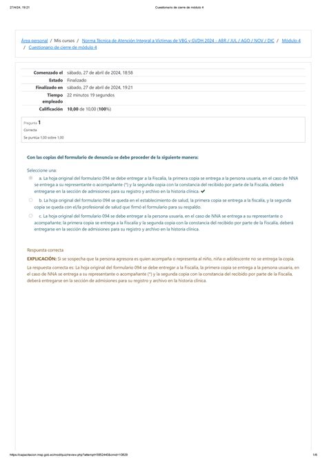 Cuestionario De Cierre De M Dulo La Hoja Original Del Formulario