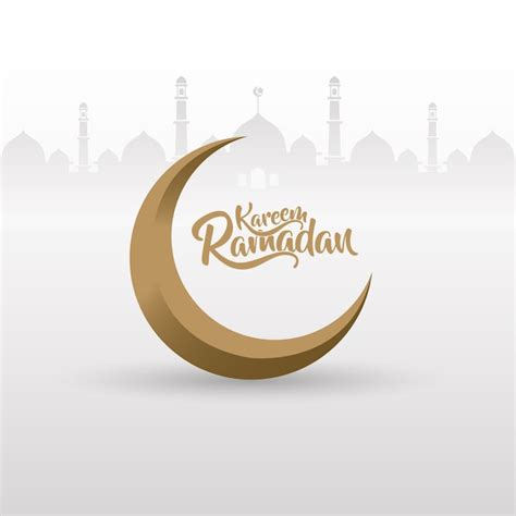 Premium Vector Ramadan Kareem Calligraphy With Mosque And Moon