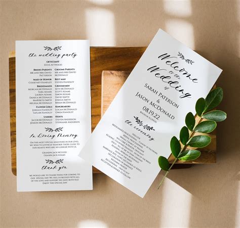 Wedding Program Template Wedding Program Printable Editable Etsy