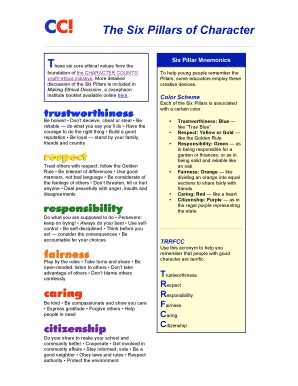 6 Pillars Of Character Worksheets Pdf - Fill Online, Printable ...