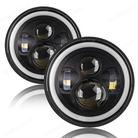 For Ford F1 1948 1952 Pair 7 Inch Round LED Headlights With Halo DRL