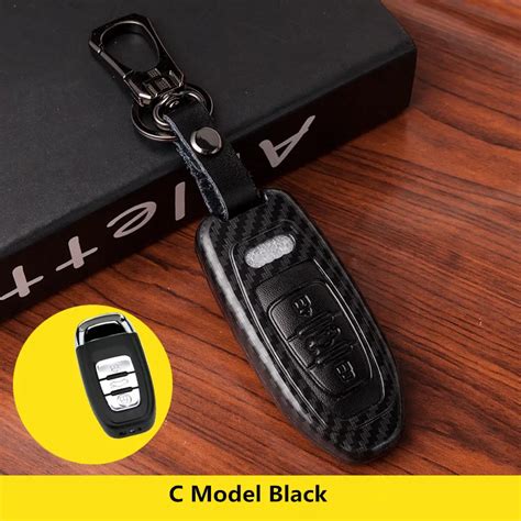 Carbon Fiber Genuine Leather Key Case For Audi Key Cover A Q Q Sline