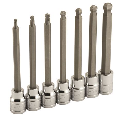 Hex Ball Point End Socket Bit Set Pc Dr Extra Long Allen