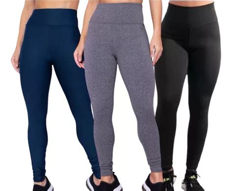 Kit 3 Calça Leggings Suplex Feminina Cós Alto Fitness Parcelamento