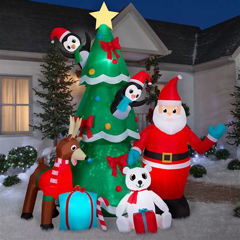 Gemmy 9 5 Airblown Inflatable Animated Santa And Friends Tree