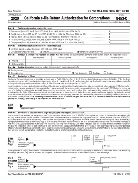 2020 Form Ca Ftb 8453 C Fill Online Printable Fillable Blank Pdffiller