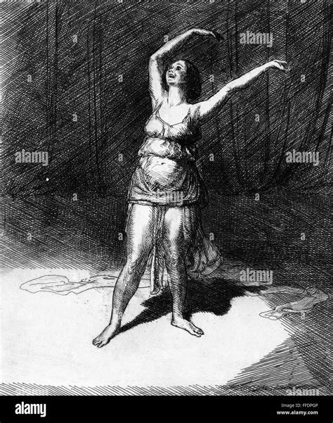 Isadora Duncan 1877 1927 Namerican Dancer Etching By James Sloan