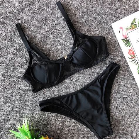 Sexy Transparent Swimsuit Female See Through Bikini 2019 Dot Swimwear Women Mesh Bathing Suit