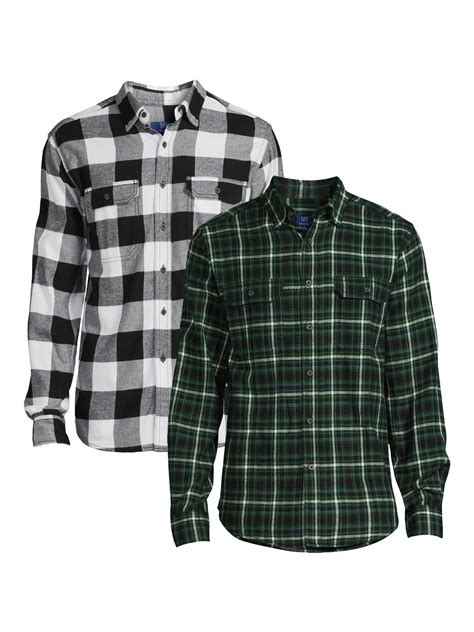 George Men's Long Sleeve Flannel Shirts, 2-Pack, Sizes S-2XL - Walmart.com