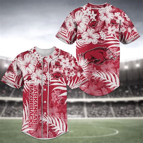 371 Arkansas Razorbacks Ncaa 2 Baseball Jersey Shirt Flower