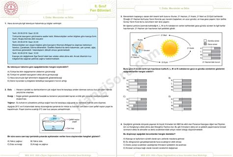 S N F Mevsimler Ve Klim Testi Pdf Ndir Hangisoru