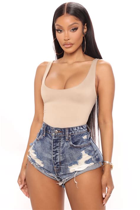 Leanne Double Lined Bodysuit Taupe Fashion Nova Bodysuits