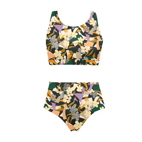 Abstract Garden Of The Shapes Dp Crop Top Bikini Set Model S Id