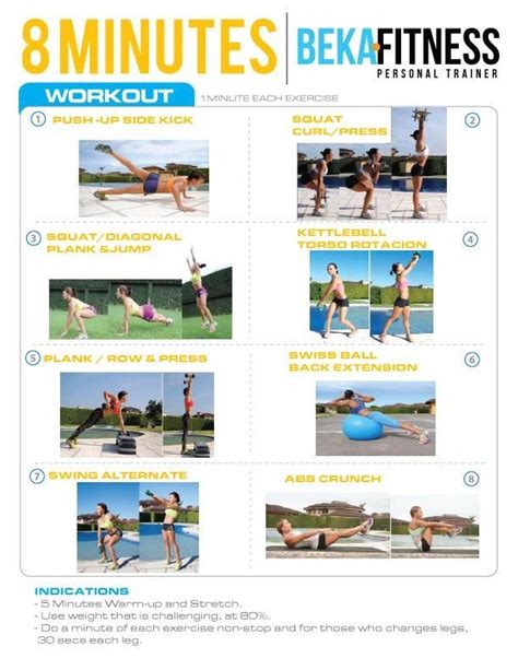 8 Minutes- Total Body Workout | Full body bodyweight workout, Whole ...