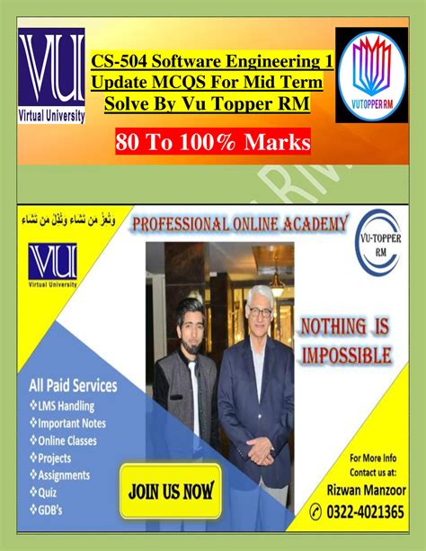 CS504 Mcqs Mid Term By Vu Topper RM CS 504 Software Engineering 1