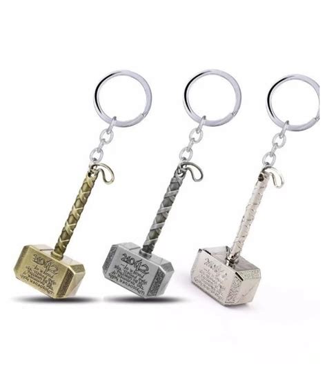 Marvel Avengers Thor S Hammer Mjolnir Keychain New Pewter Keyring Toy