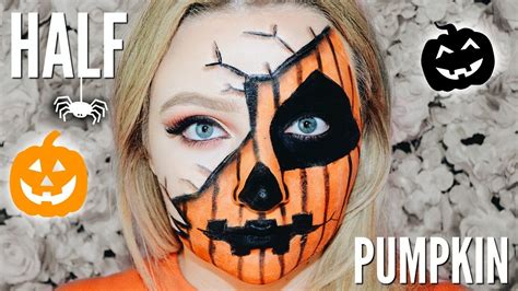 Half Pumpkin Face Halloween Makeup Tutorial Tobie Jean Youtube