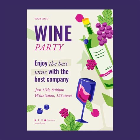 Premium Vector Hand Drawn Wine Party Poster Template